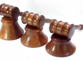 Set of 3 gavels handmade old mahogany graduated gavel block sizes