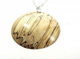Necklace Spalted Beech on silver plated chain