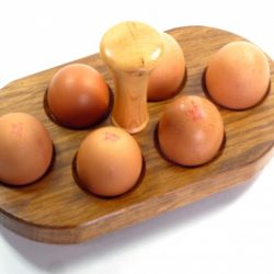 egg holder with handle in English Brown Oak