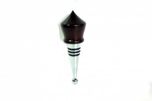 wine stopper in Anjan wood with chrome and acrylic stopper