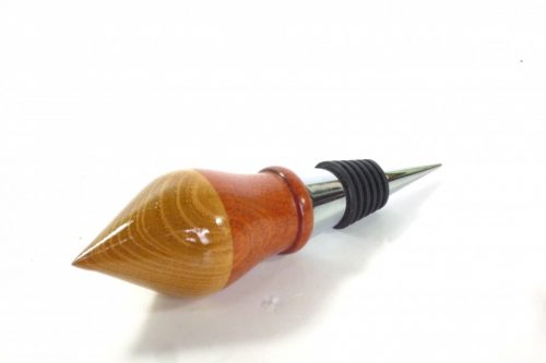 osage orange and padauk wine stopper with chrome and acrylic stopper
