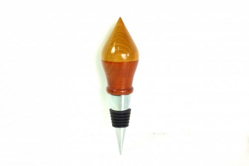 handmade wine stopper Osage Orange and Padauk with chrome and acrylic stopper