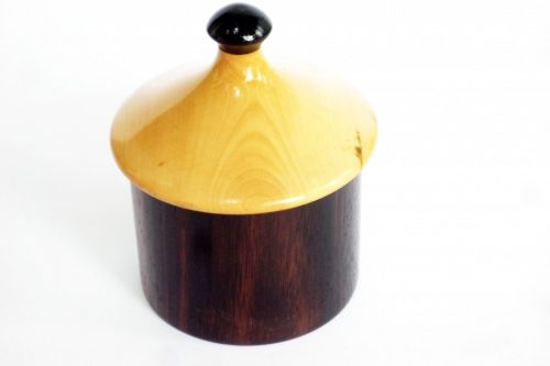 little hut wooden pot handmade vintage ebony and English boxwood