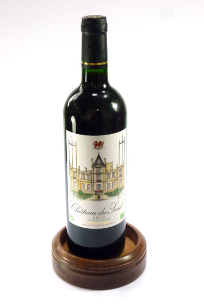 handmade wooden wine bottle coaster cork lined