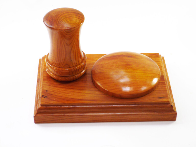 Handmade presentation palm gavel and block English Yew