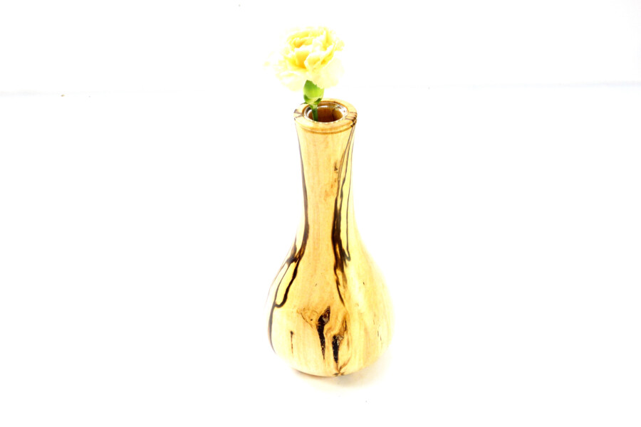 Handmade Wooden Bud Vase Glass Inner Tube English Spalted Hornbeam