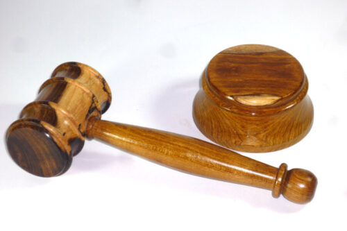 Handmade gavel and block old English Laburnum
