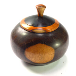 Handmade pot in old lignum vitae with old lignum and yew lid