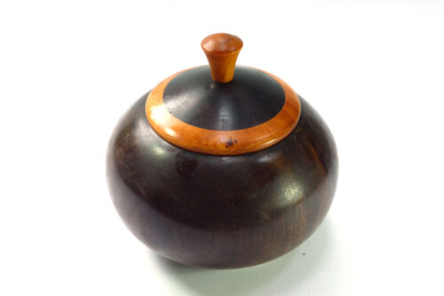 Handmade pot in old lignum vitae with lignum and yew lid