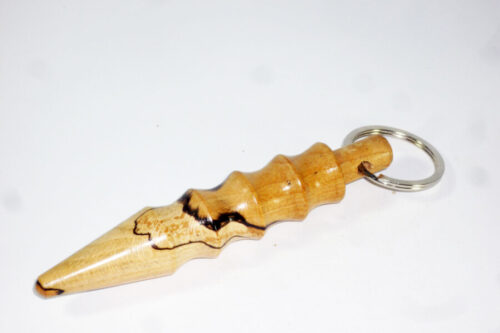 Handmade point ended kubotan English Spalted Hornbeam stainless steel keyring