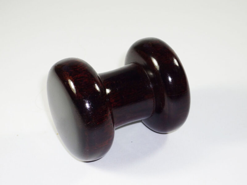 Stylish very individual, wooden handmade hand-held door knocker in the style of the mail carriers from 1863 - palm gavel in nicely grained seldom seen Indian Anyan wood