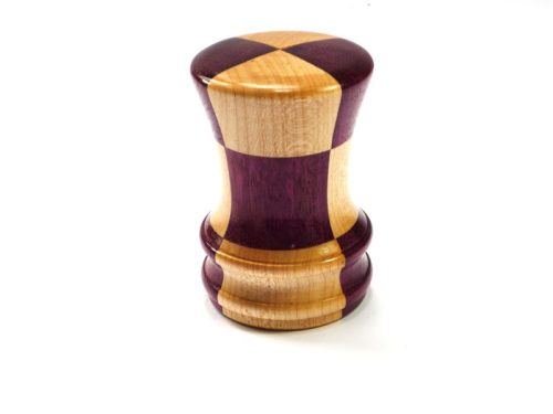 Purpleheart and sycamore harlequin palm gavel