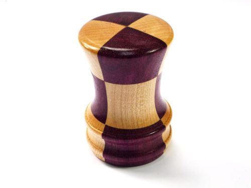 Purpleheart and sycamore harlequin palm gavel