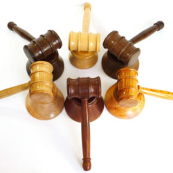 Gavel and blocks in a selection of woods